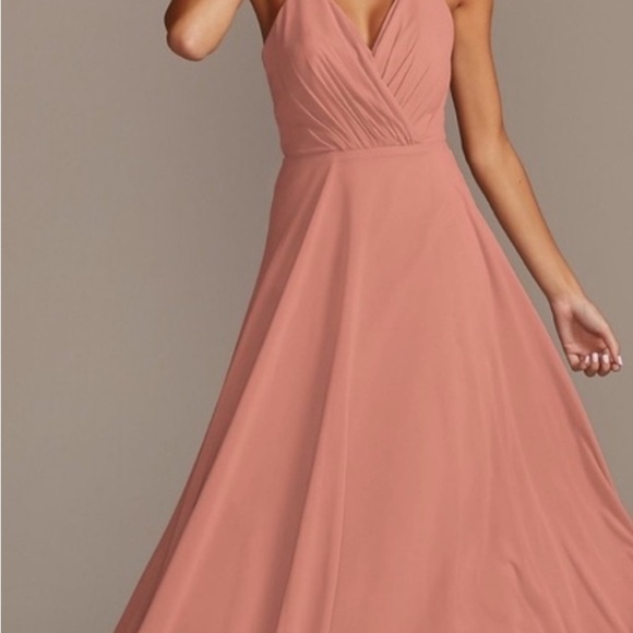 David's Bridal Pink A-line Halter Dress  Sz 14 - Picture 5 of 5